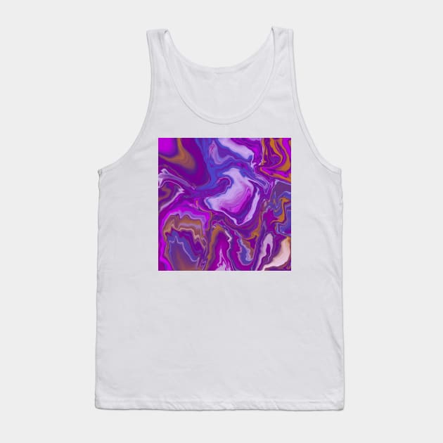 Purple Blue Pink Digital Pour Paint Tank Top by LozzieElizaDesigns